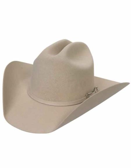 Men's white tone satin lining western style hat