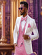 White and Light Pink Tuxedo Wedding Suit - White Dinner Jacket + Vest + Pants + Bow-tie