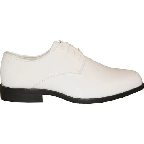 Mens Classic Plain Square Toe Shiny Patent Tuxedo Dress Shoe In White