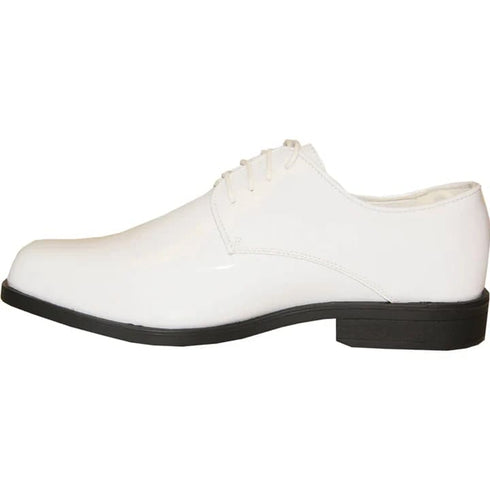 Mens Classic Plain Square Toe Shiny Patent Tuxedo Dress Shoe In White