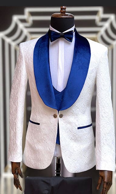 White and Royal Blue Prom Suit – Wedding Suit, Groom Suit
