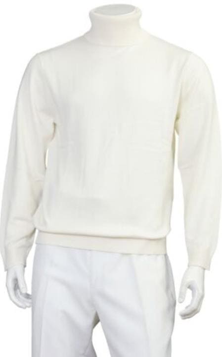 Mens Solid Pattern Sweater White