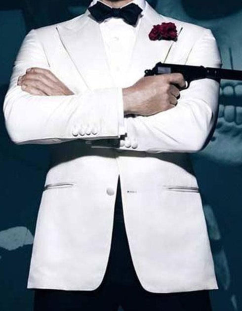 Daniel Craig Suit White Peak Lapel 2 Button james bond Tuxedo