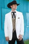 White Western Tuxedo - For Groom - White Dinner Jacket + Black Pants