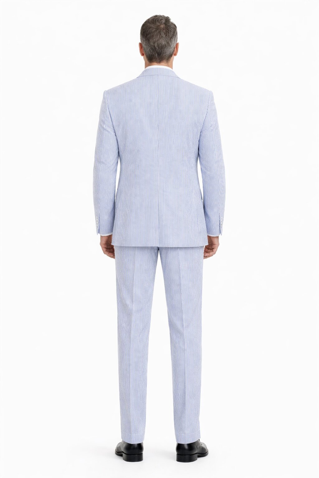 Men’s White and Black Seersucker Suit – Classic Lightweight Striped Summer Suit for Weddings and Formal Events