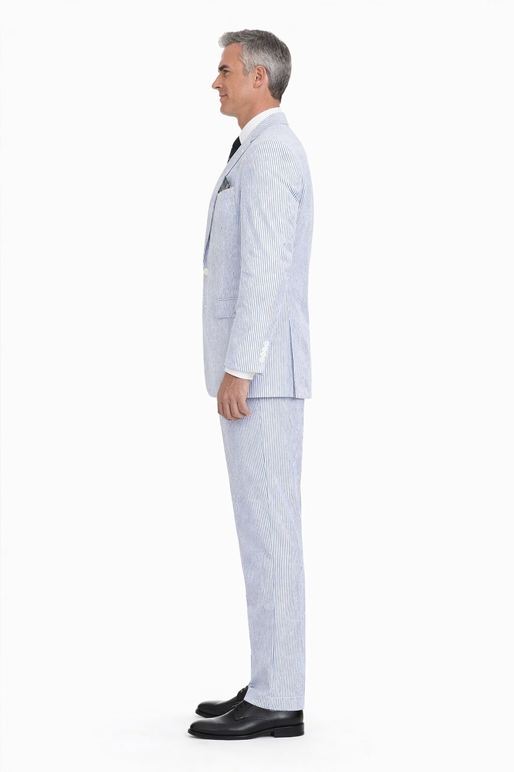Men’s White and Black Seersucker Suit – Classic Lightweight Striped Summer Suit for Weddings and Formal Events