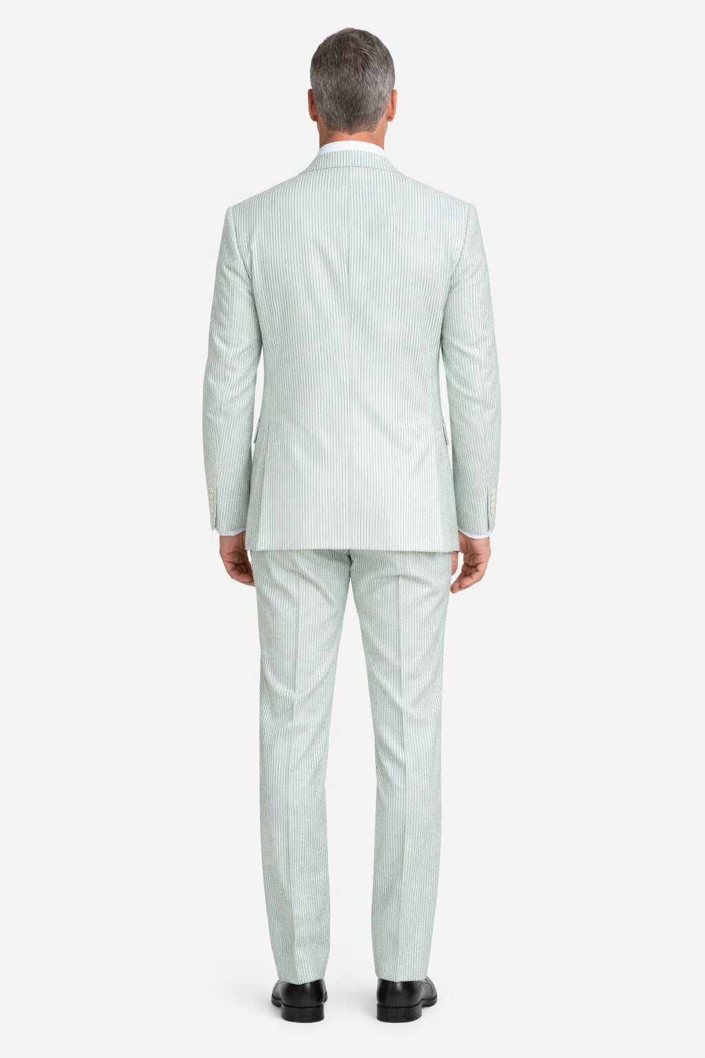 Men’s White and Black Seersucker Suit – Classic Lightweight Striped Summer Suit for Weddings and Formal Events