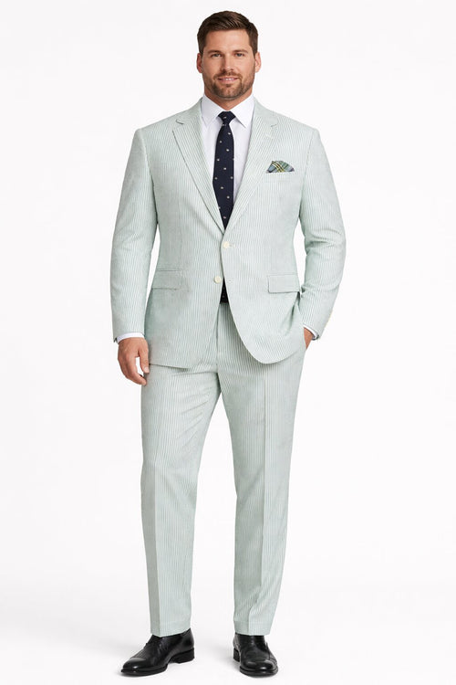 Men’s White and Black Seersucker Suit – Classic Lightweight Striped Summer Suit for Weddings and Formal Events
