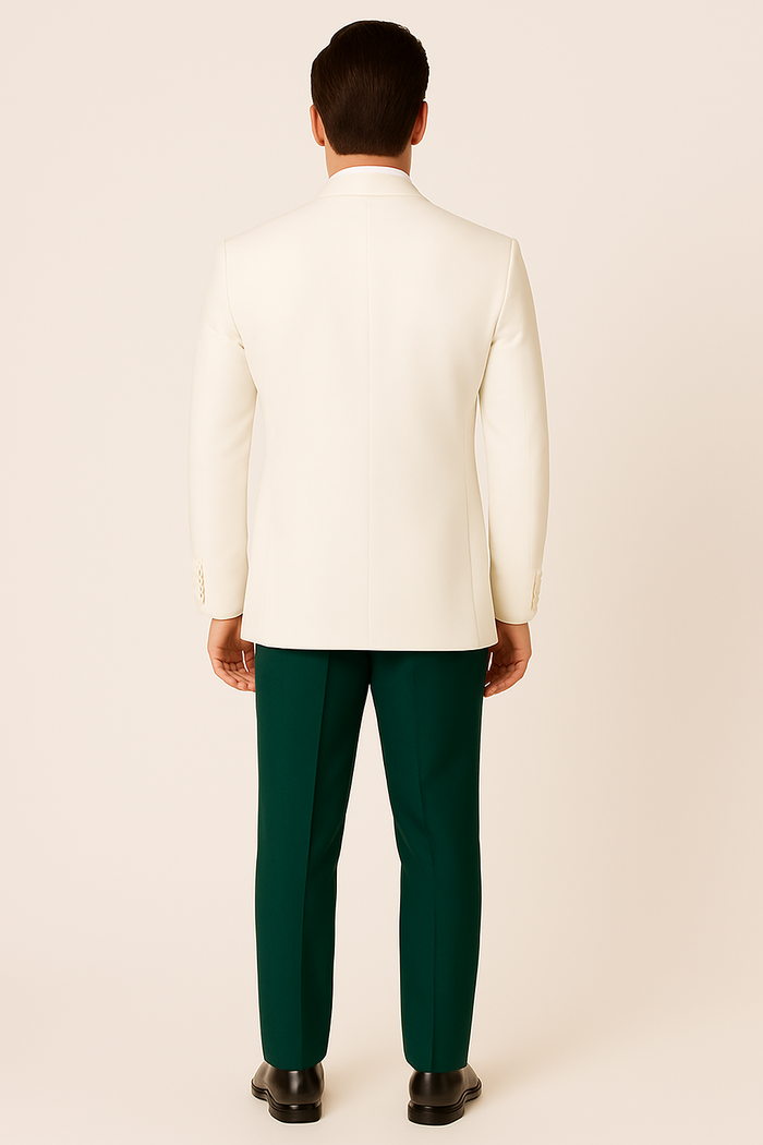 White and Hunter Prom Tuxedo - Wedding Suit - Groom tuxedo Suit