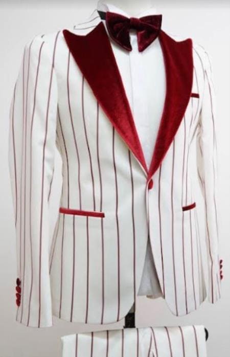 Red and White Suit - White and Red Single Breasted Tuxedo