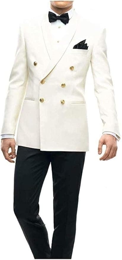 Ivory Double Breasted Dinner Jacket - Cream Dinner Jacket - Off White Color With Gold Buttons