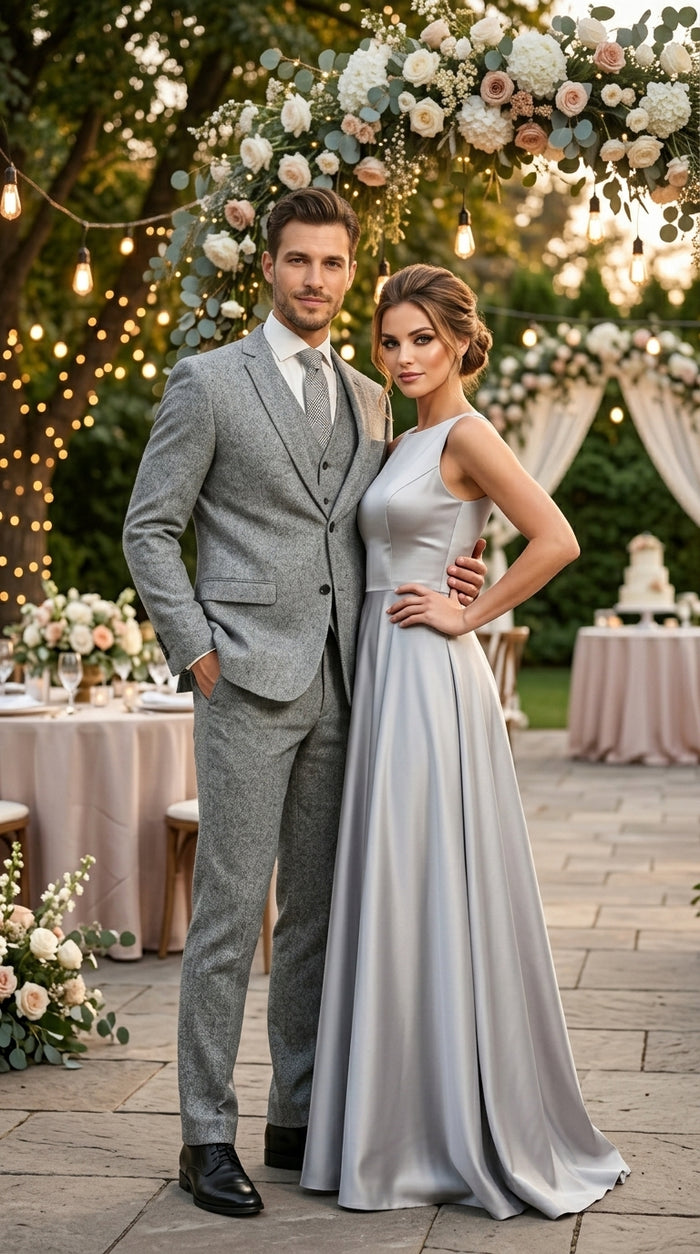 Mens Grey Tweed Three Piece Suit Vintage British Fabric Slim Fit Wedding & Business Wear
