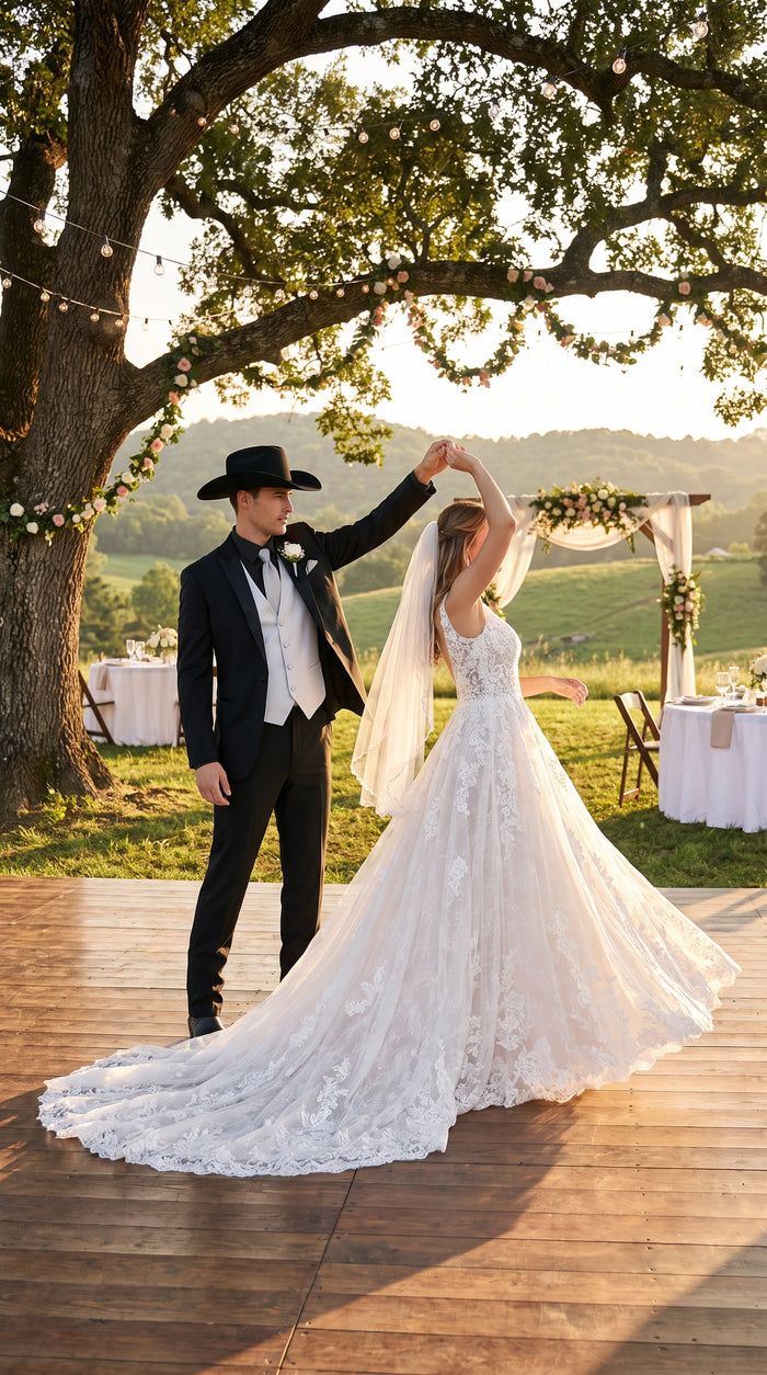 Men’s Black Country Wedding Tuxedo with White Vest, Western Formal Groom Suit