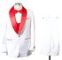 White and Red Tuxedo 1 Button Shawl Lapel Tuxedo With Vest