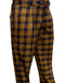 Mens Designer Wool Pleated Wide Leg Dress Pants in Copper and Mustard Plaid