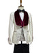 Mens Vested Designer Wide Velvet Shawl Tuxedo in Ivory Paisley