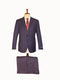 Mens Plaid Suits - Windowpane Wool Suits - Navy Blue with Dark Burgundy Pattern - Business Wool Suit in Classic or modern fit