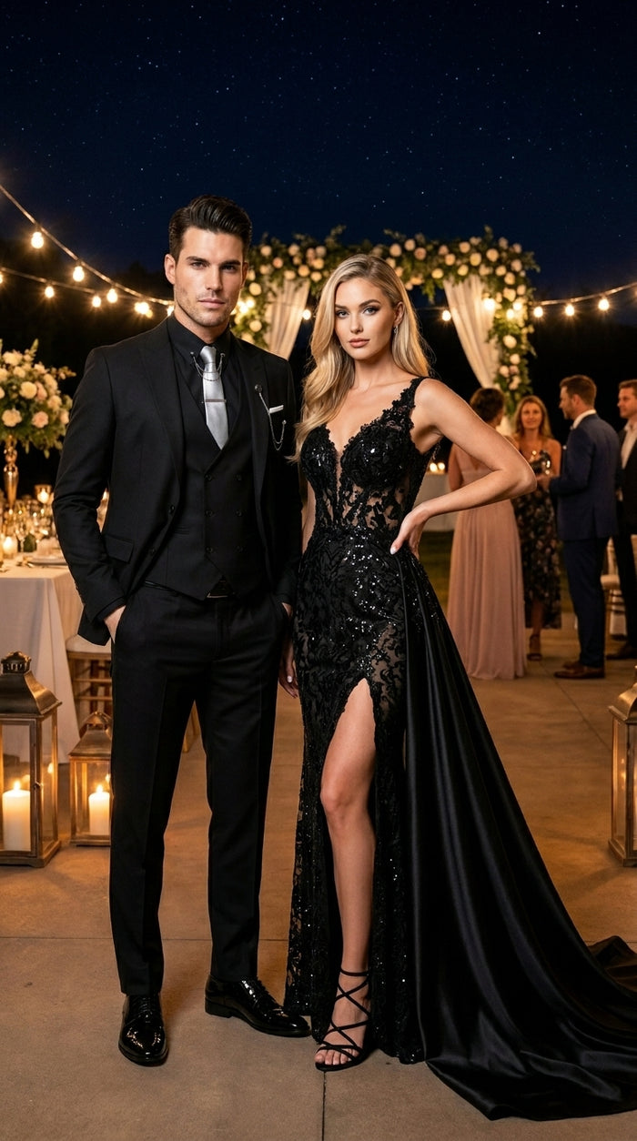 Men’s Black 3 Piece Suit with Double Breasted Vest, Formal Wedding Prom Business Dress Suit Set