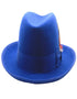 Royal Blue Dress Hat 1920s Fedora Style - Mens Classic Gangster Godfather Wool Dress Hat in Royal Blue