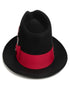 Black and Red Dress Hat 1920s Fedora Style - Mens Classic Wool Fedora Dress Hat in Black and Red