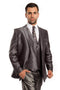 "Charcoal Grey Sharkskin Men's Wedding Suit - Two Button Vested Prom 2025 Fashion"
