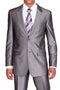 "Sharkskin Slim Fit Suit for Men - Grey, 2 Button Peak Lapel"
