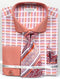 Men's Wide Spread Collar Contrast Cuff Horizontal Multi Stripe Dress Shirt & Tie Set In Rust