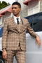 Mens Stacy Adams Suit - Stacy Adams Suit Men's Brown Glen Plaid Vested Suit - One Button Peak Lapel