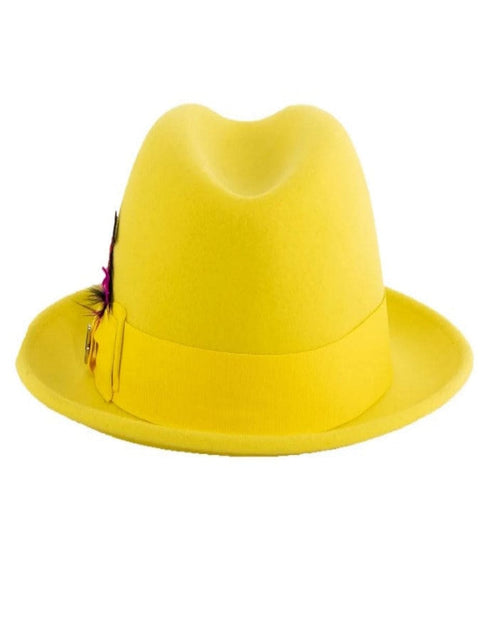 Yellow Dress Hat 1920s Fedora Style - Mens Narrow Brim Crushable Wool Dress Hat Trilby Fedora in Yellow