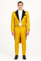 Mens Yellow Tailcoat Tuxedo with Black Lapel and Brocade Detailing â€“ Formal Vintage Style Suit