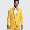 Gold Suit For Prom - Gold Blazer + Matching Pants + Yellow Tuxedo with Floral Pattern Peak Lapel 4-Piece Set - Wedding - Prom