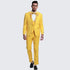 Gold Suit For Prom - Gold Blazer + Matching Pants + Yellow Tuxedo with Floral Pattern Peak Lapel 4-Piece Set - Wedding - Prom