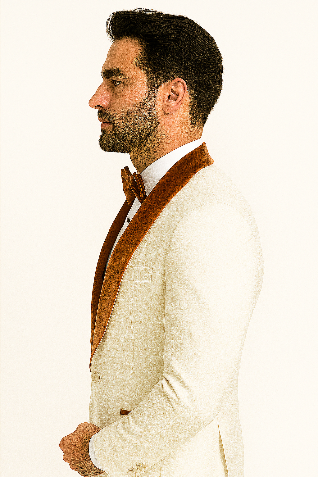 York Slim Fit Tuxedo Suit ( White & Orange )
