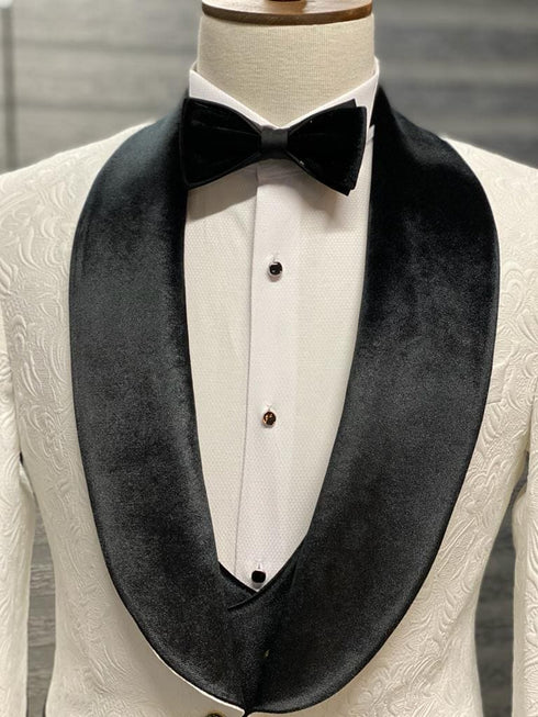 York Slim Fit Tuxedo Suit ( White & Black )