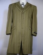 Dark Green Pinstripe Suit - Green Stripe Suit - AlbertoNardoniStore