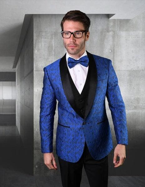 Blue suit black lapel Black and Blue Suit - AlbertoNardoniStore