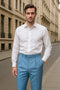 Zacchi Mens Dress Pleated Blue Slacks - Colorful Pants