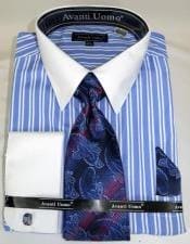 Blue Striped Dress Shirt - AlbertoNardoniStore