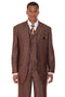 Mens 3 Button Vested Tonal Stripe Suit in Brown