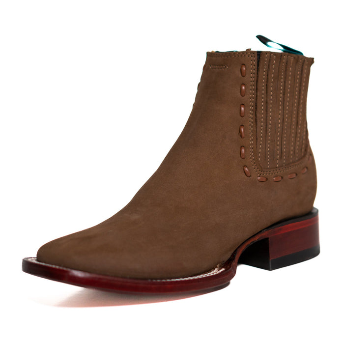 Los Altos Women's Boot Wide Square Toe Nobuck Taupe Leather Sole - Nobuck Taupe
