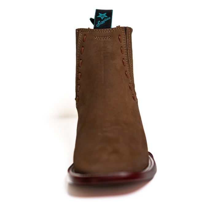 Los Altos Women's Boot Wide Square Toe Nobuck Taupe Leather Sole - Nobuck Taupe