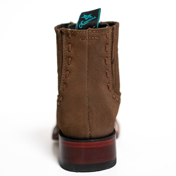 Los Altos Women's Boot Wide Square Toe Nobuck Taupe Leather Sole - Nobuck Taupe