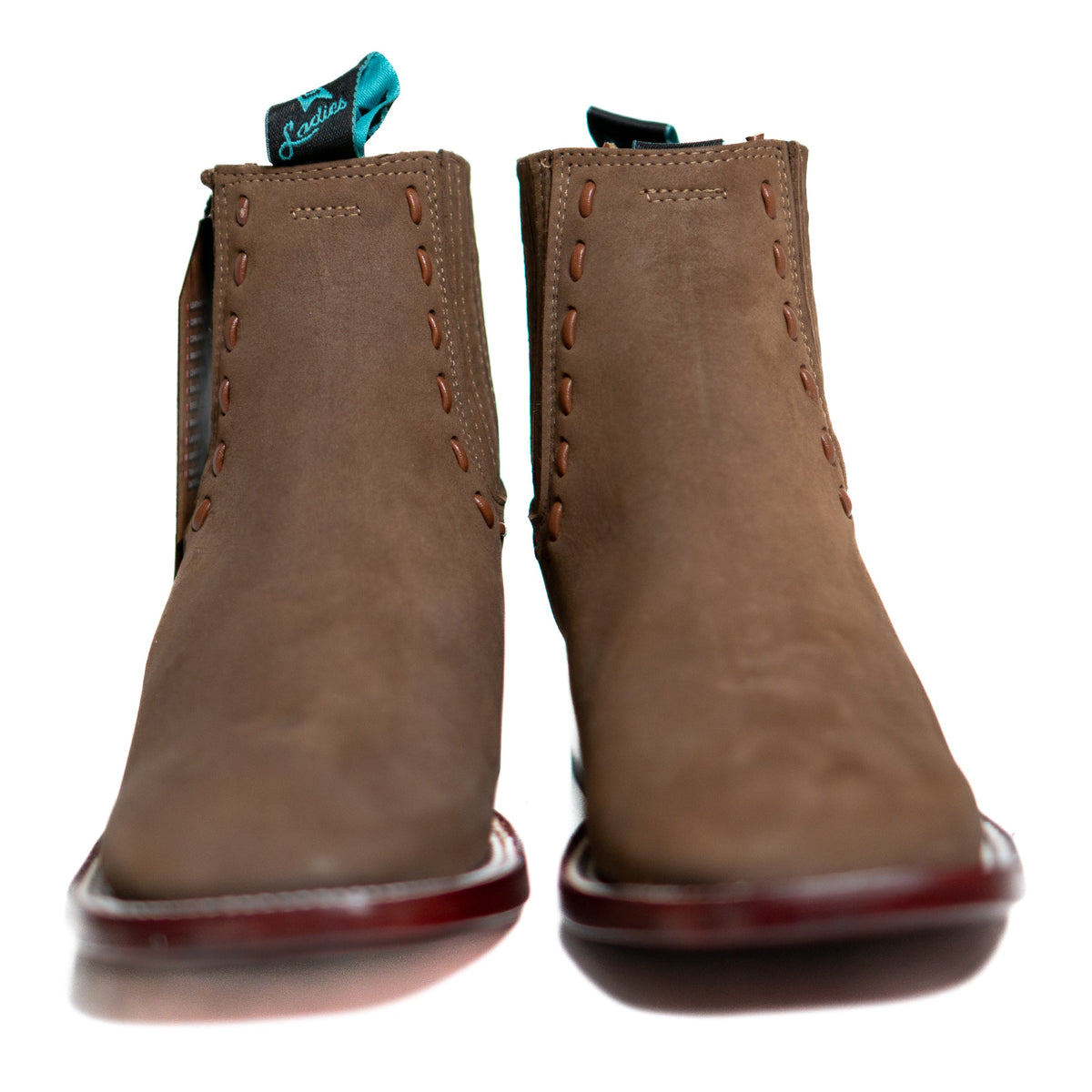 Los Altos Women's Boot Wide Square Toe Nobuck Taupe Leather Sole - Nobuck Taupe