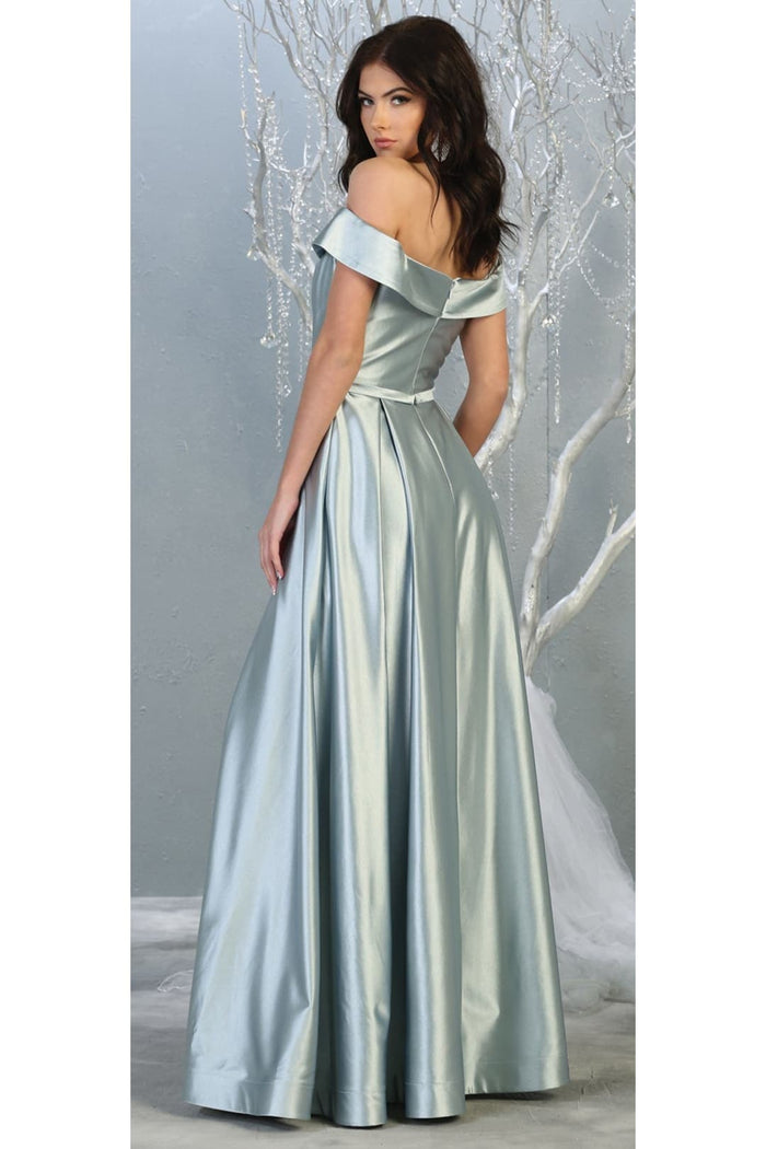 A-line Metallic Formal Unique Dress with Slit