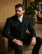 Men's Black Safari Suit with Textured Utility Jacket and Matching Trousers - Casual Walking Suit by Rossiman
