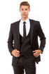 "Black Hybrid Fit Men's Business Suit - Two Button Vested Micro Mini Pinstripe"