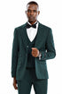 "Men's Pinstripe Suit - One Button Vested Wide Peak Lapel in Hunter Green"