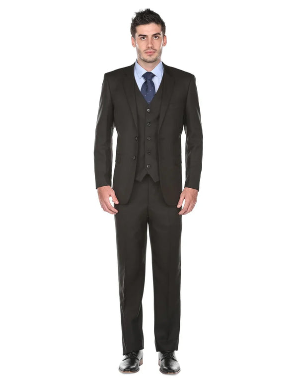 Affordable Groomsmen Suits Mens Regular Fit Vested Funeral Suit Black - AlbertoNardoniStore