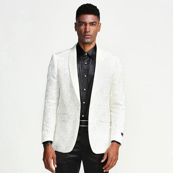 After Midnight Men's White Silver Swirl Fashion Blazer - AlbertoNardoniStore