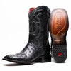 Marco Di Milano Alabama Black Ostrich Quill Square Toe Cowboy Boots